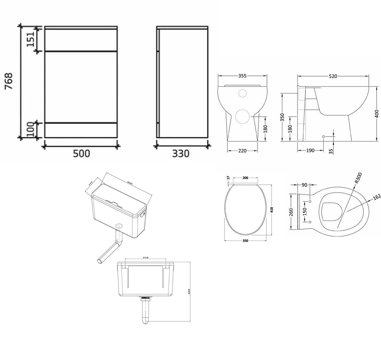 VeeBath Linx 1250 Vanity Unit Furniture Set, Wash Basin Bathroom Sink, WC, Toilet Pan, Soft Close, Quick Release Toilet Seat with Concealed Cistern-White (Flat Pack)