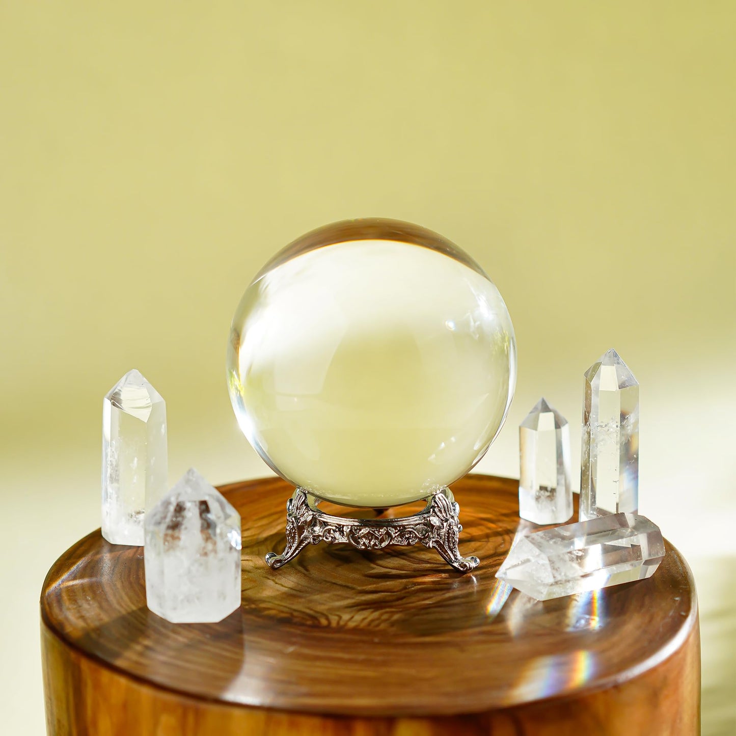 Crystal Pyramid Figurine and 80mm Clear Crystal Ball Bundle