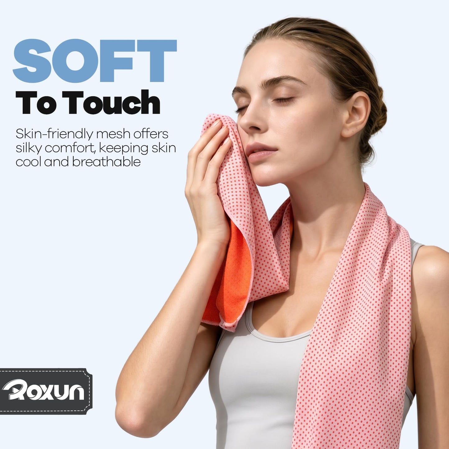 ROXUN 4 Pack Cooling Towels, 40''x12'' Soft Breathable Chilly Neck Ice Towel for Workout Running Golf 2 Gray+2 Dark Gray