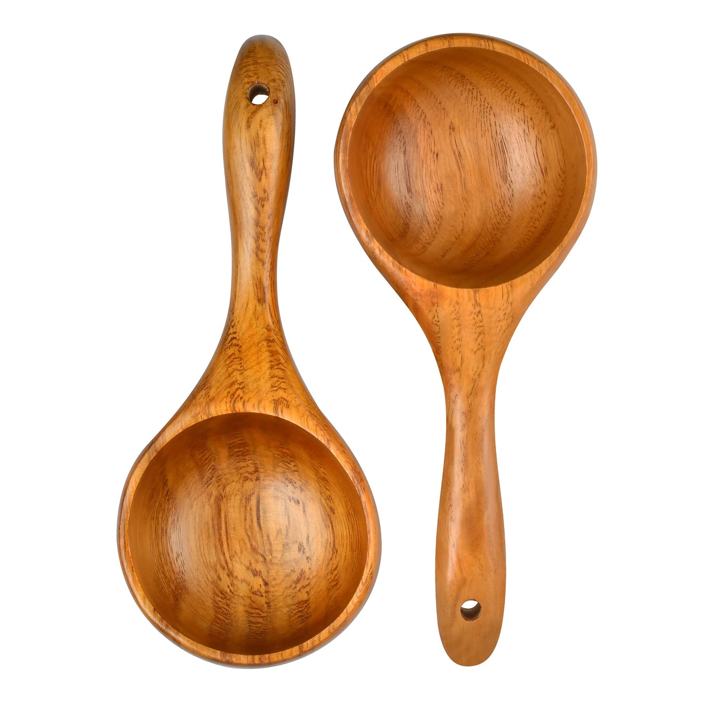 Aemygo 2 Pack Wooden Scoop Ladle for Kitchen, 8.5 Inch Large Solid Wood Kitchen Rice Scoop Multipurpose Bath Salt Scoop for Serving Flour, Beans, Water, Canister