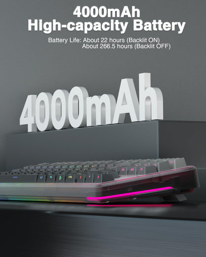 AULA F75 Pro Wireless Mechanical Keyboard,75% Hot Swappable Custom Keyboard with Knob,RGB Backlit,Pre-lubed Reaper Switches,Side Printed PBT Keycaps,2.4GHz/USB-C/BT5.0 Mechanical Gaming Keyboards