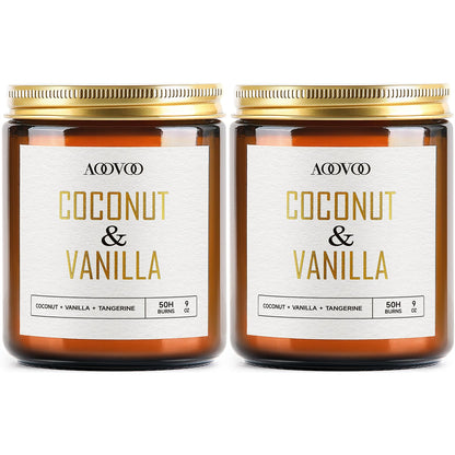 AOOVOO Coconut Vanilla Candles - 18 oz Scented Candles, Aromatherapy Candle, Soy Candle for Home Scented