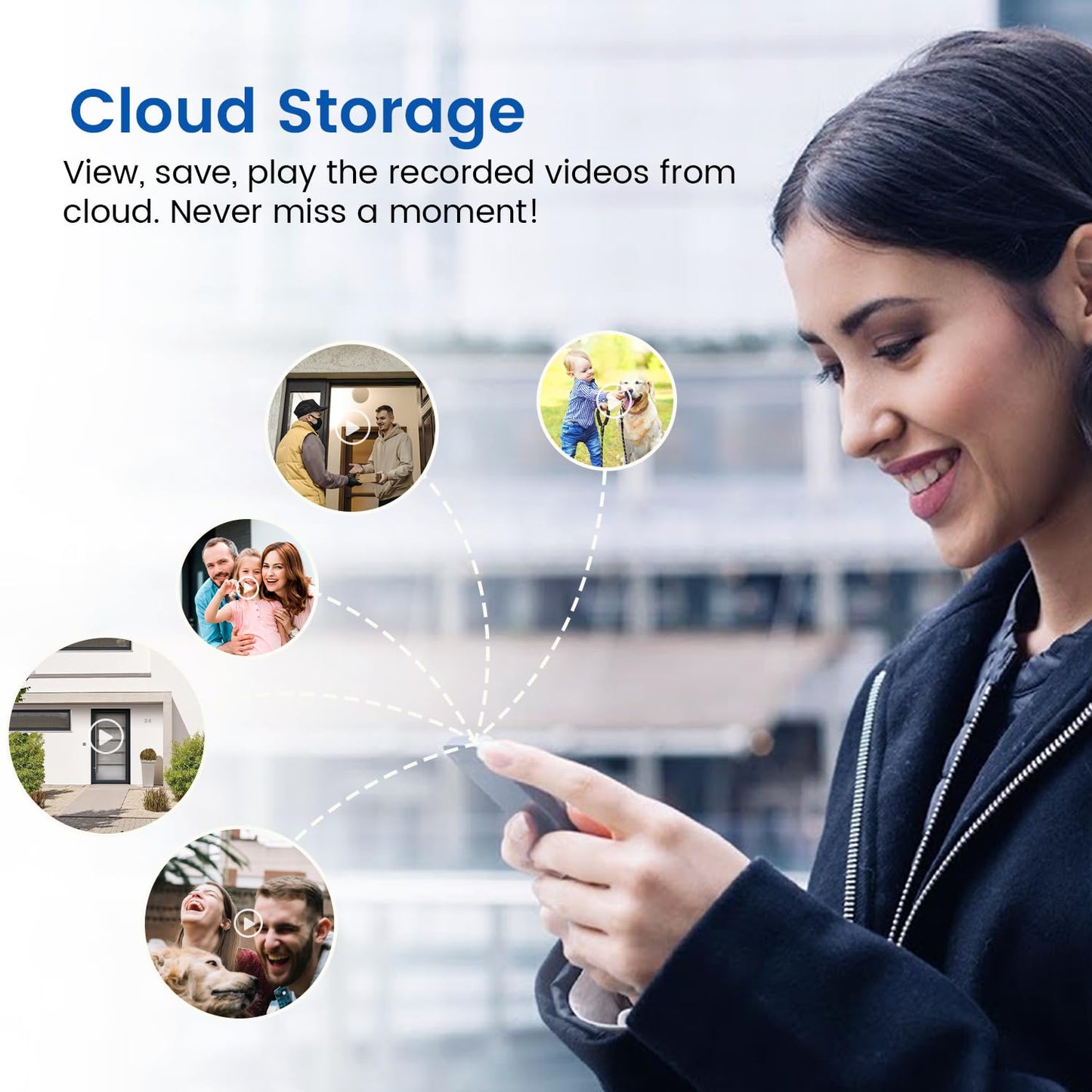 Orbitell Wireless Wi-Fi Video Doorbell Camera with Two Way Audio, AI Motion Detection, Night Vision and Cloud Storage, 2.4G Wi-Fi only