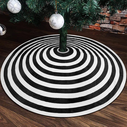 yuboo Black and White Christmas Tree Skirt 48 Inches, Annual Ring Spiral Tree Skirt for Halloween Decorations Ornaments Christmas Tree Decor