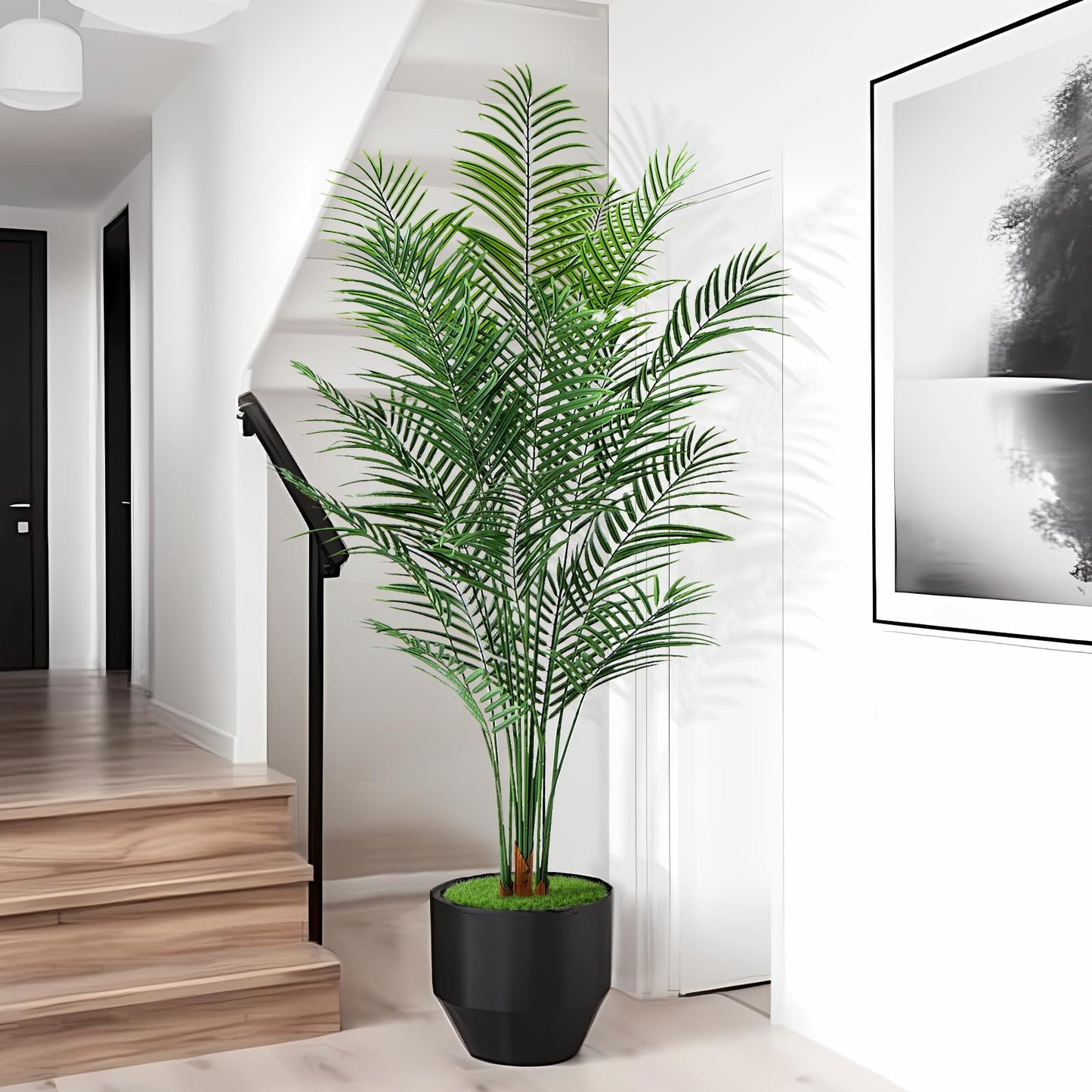 CyanGrove Artificial Palm Tree Outdoor 6.5ft, Large Fake Tropical Areca Palm Tree with 18 Trunks, Tall Faux Floor Plants for Indoor Outdoor-Living Rooms, Offices, Bedroom Home Decor