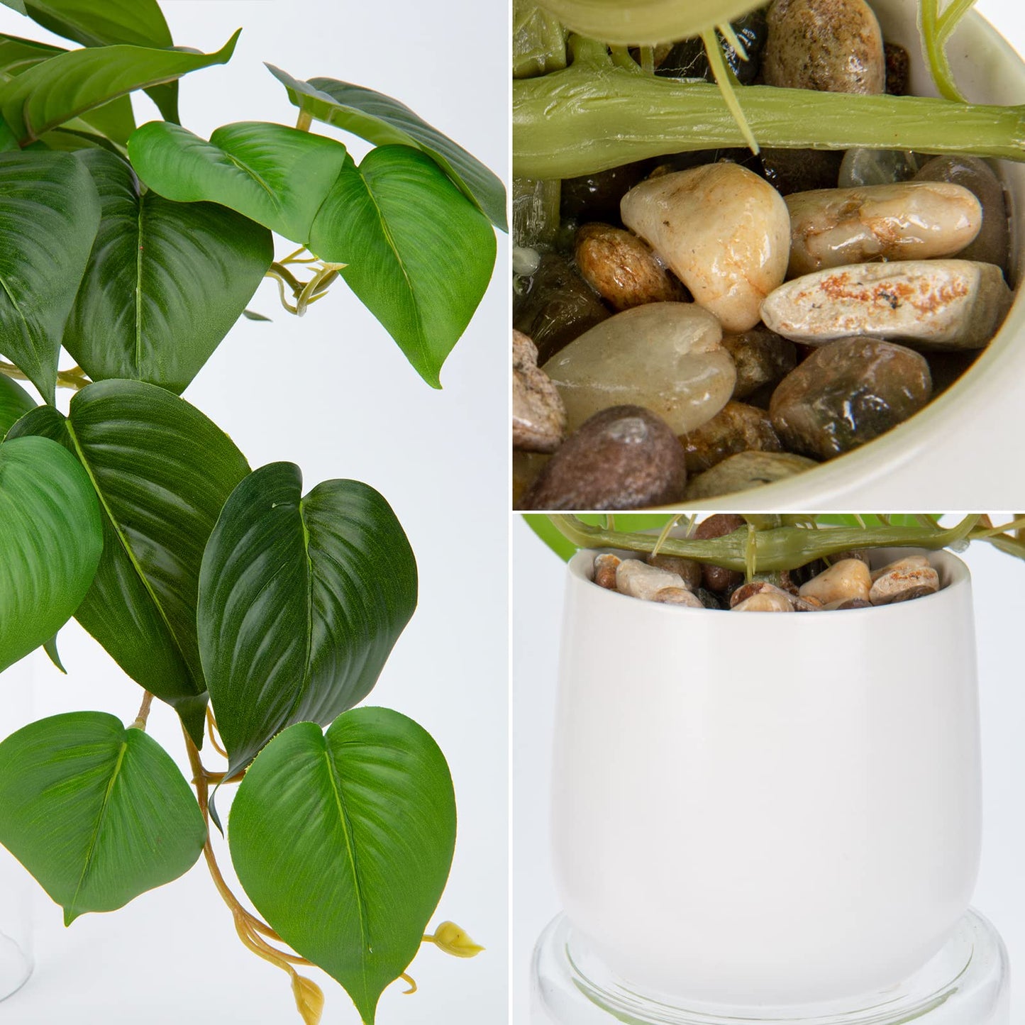 DILATATA Fake Plants Indoor 8 Inch Artificial Pothos Plant in White Ceramic Pot - Faux Potted Pothos Plant for Home Aesthetic Decor Living Room Shelf Office