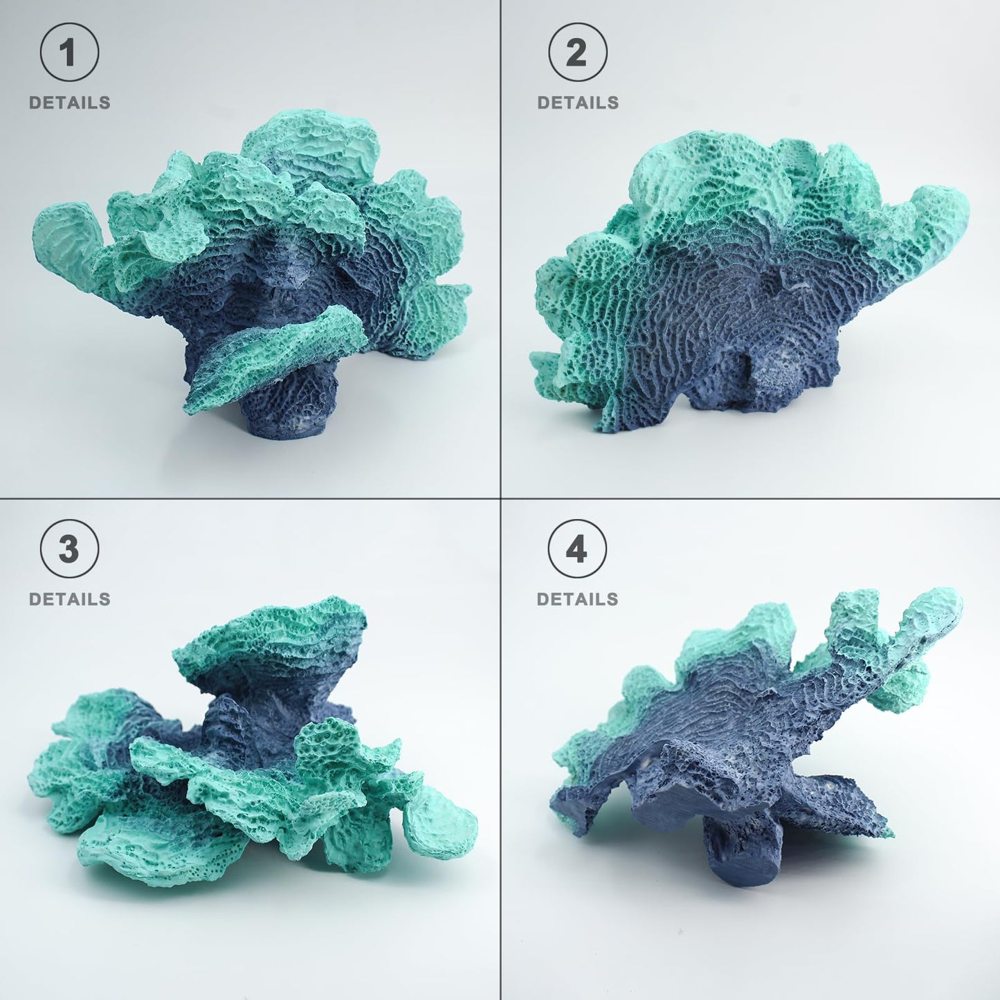 Afadorable Artificial Sea Coral Statue, Sculpture Home Decor Resin Nautical Coastal Decorations for Beach Themed Party Wedding Room Kitchen Table Shelf (Blue Green)