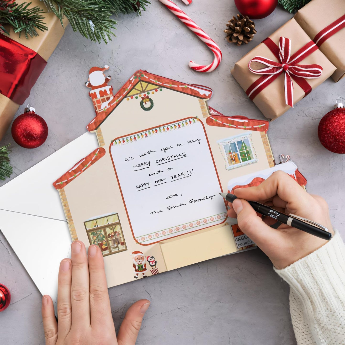 Yinqing Christmas Cards, Light and 3 Music Merry Christmas Card, 3D Pop Up Xmas Greeting Card for Women Men Kids Husband Wife Mom Dad Daughter