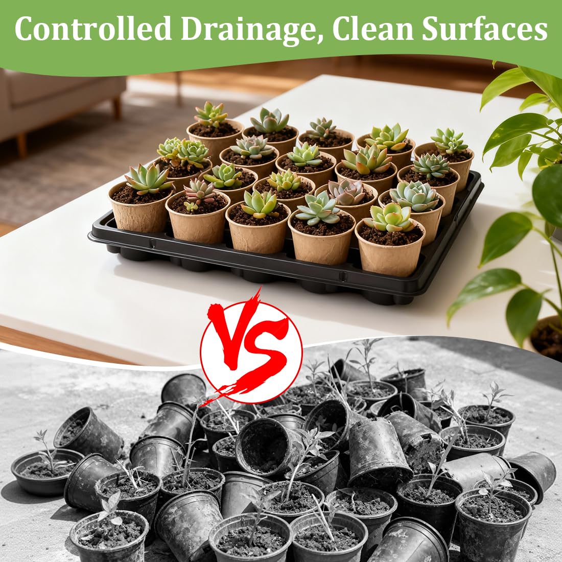 RooTrimmer 3.15 Inch Peat Pots 100 Pcs with 20 Cell Seedling Trays 5 Pcs, Biodegradable Seed Starter Pots with Drainage, Reusable Nursery Tray for Seed Starting Indoor Gardening Propagation Kit 5 Sets