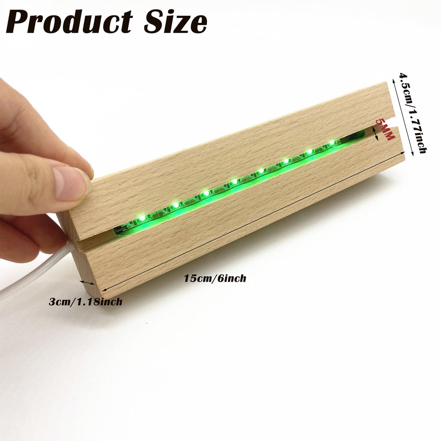 Lyshujli 4Pcs 6" Wooden LED Light Stand Base, Colorful Light Rectangle Wood Display Pedestal Led Light Base Night Light Base for Acrylic Sheet 3D Crystal Glass Art