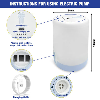 Travel Vacuum Bags with Electric Pump, Vacuum Travel Bags for Luggage and Suitcase, Vacuum Seal Compression Packing Bags for Clothes Clothing, Combo 12 Pack