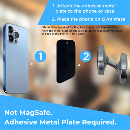Gym Mate Dual Magnetic Phone Mount & Holder – Attaches Magnetically to Metal Surfaces – Shoot Hands-Free Workout Videos – Strong Joints & Magnets – Compact Size