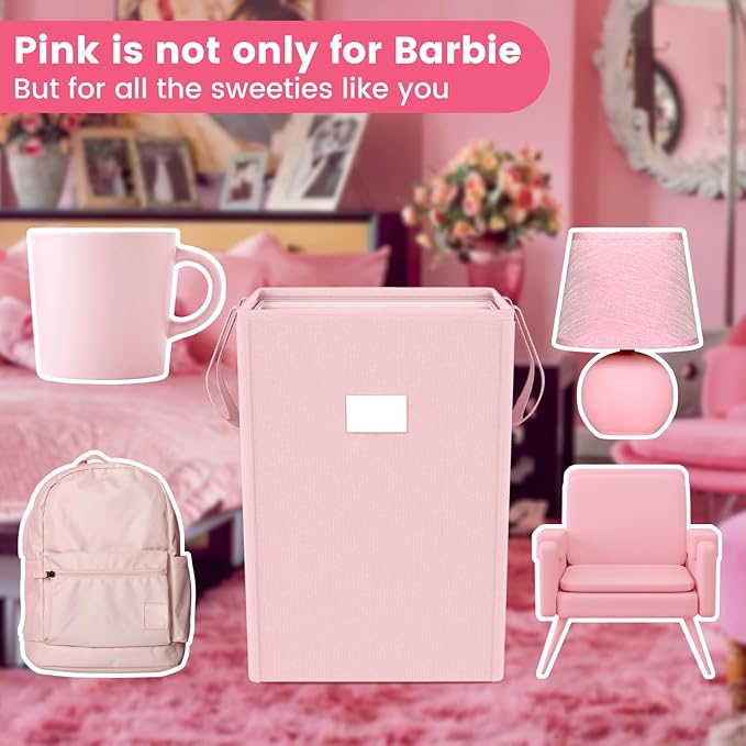 MCleanPin 220L Pink Laundry Hamper Large Collapsible Basket