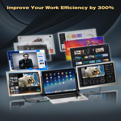 Teamgee S1 Dual Laptop Screen Extender — 14” FHD IPS Portable Monitor for 13–17” Laptops, USB-C/HDMI Plug & Play, Compatible with Windows, macOS & Android, Perfect for Hybrid Work & Travel