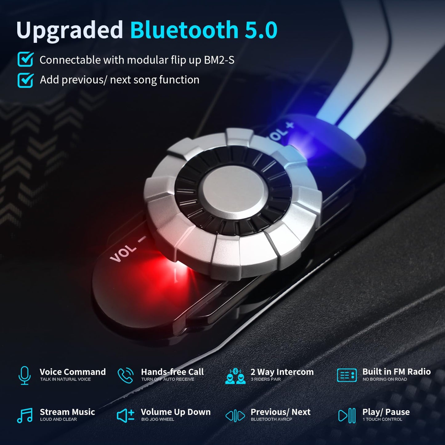 Bluetooth Motorcycle Helmet FreedConn BM12 DOT Full Face Bluetooth Helmets Motorcycle Dual Visor Helmet with Integrated Intercom System/ 2~3 Riders Pair/ 500M/ FM/ MP3/ Voice Dial (Multi-Color, XXL)