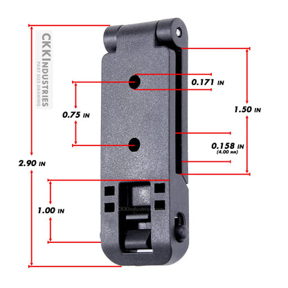 HolsterSmith [1 Pack] Molle Compatible Locking Belt Clip – 1.50 Inch – Universal Attachment for Knife Sheath, Gun Holster, Mag Pouch, Flashlight Holster, Emergency Kits - (4mm Gap)