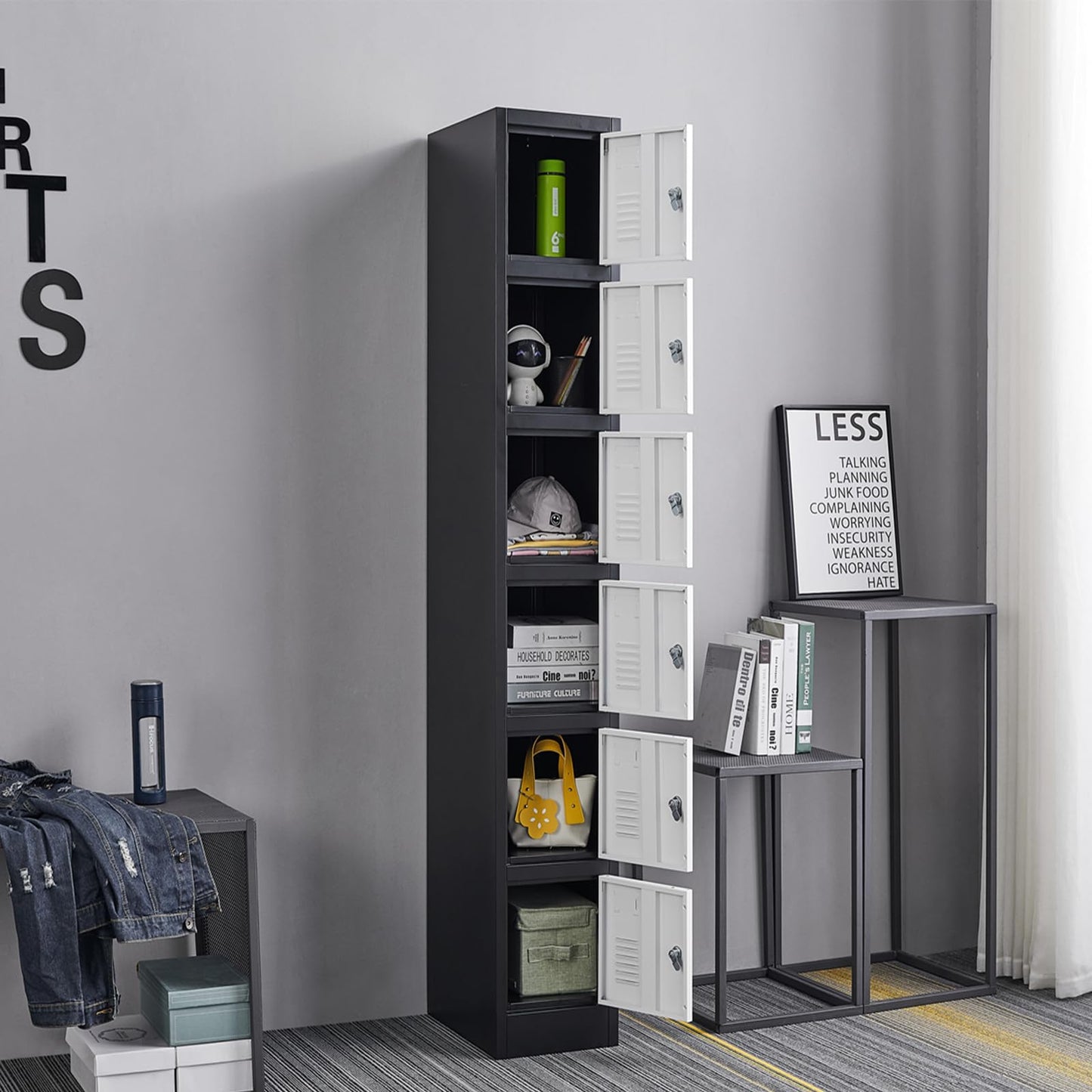 FURSTEL 71" Heavy-Duty Steel Locker Cabinet (6-Door 6-Tier) - Secure Storage for School Lockers, Office Employee, Gym & Home Organization - Industrial Metal Lockers
