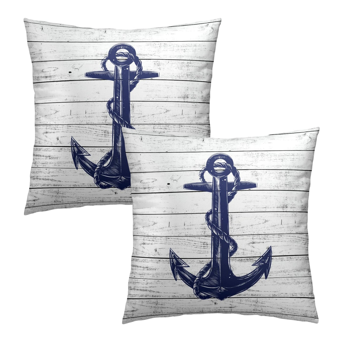 Imiss Navy Blue Anchor Throw Pillow Covers 18 X 18 Inch Nautical Pillow Cover Set of 2 Soft Cotton Home Decorative Double Sided Cushion Covers for Outdoor Sofa Bedroom Car