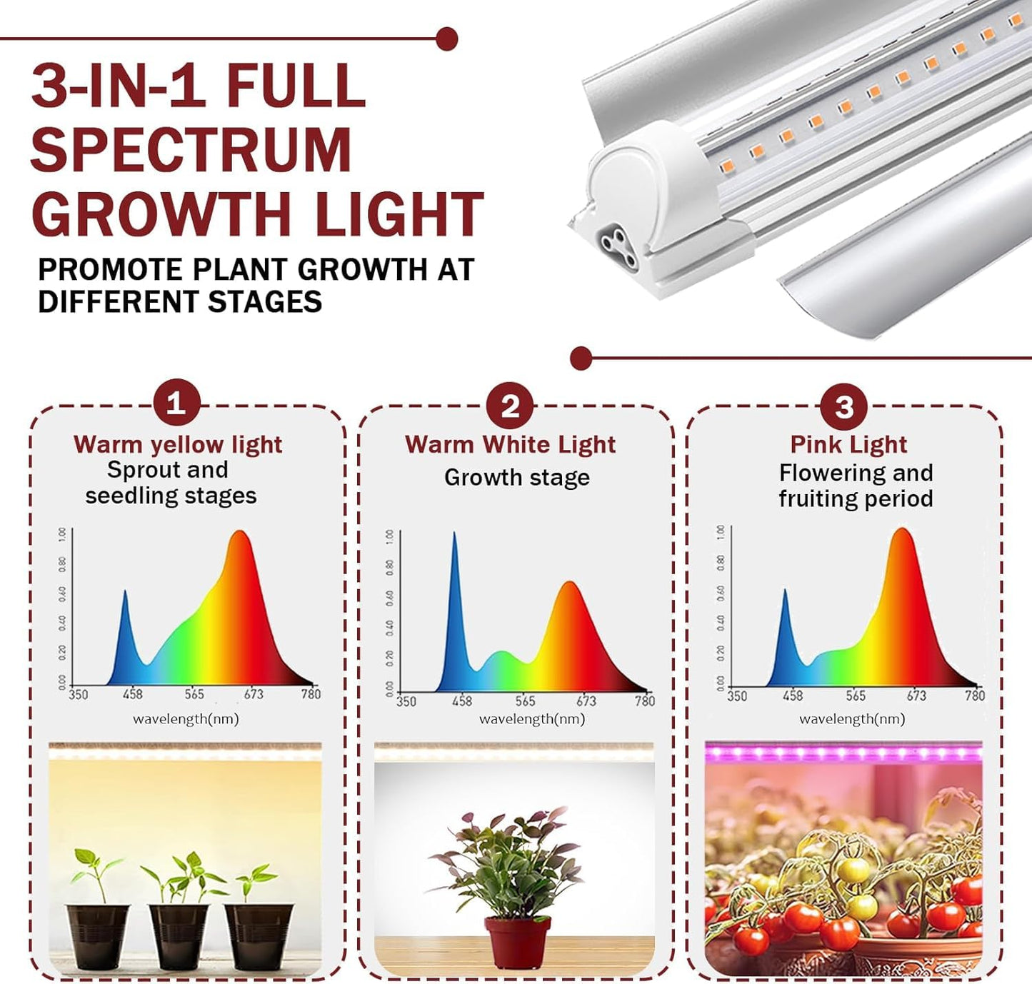 Indoor Tomato Greenhouse with Grow Lights, 4-Tier Portable Plant Stand with 3 Full Spectrum T8 Lights, Timer, Thermometer, Ventilation & Wheels, Smoked PVC Cover for Herbs Vegetables Seedlings