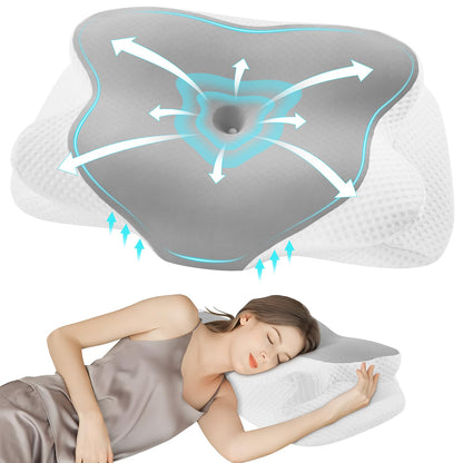 DONAMA Cervical Pillow for Neck and Shoulder,Contour Memory Foam Pillow,Ergonomic Neck Support Pillow for Side Back Stomach Sleepers with Pillowcase