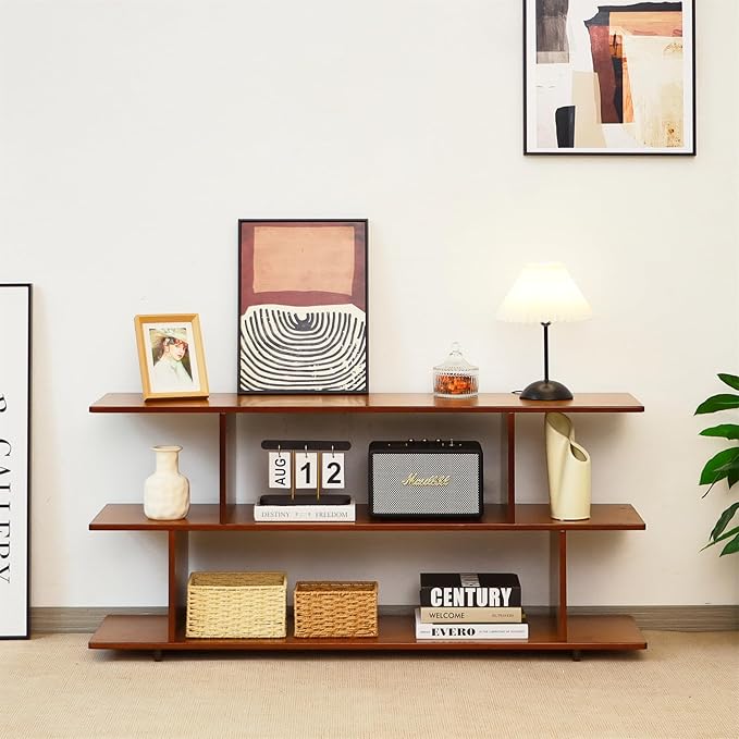 Bamboo TV Stand for TVs up to 55", 3 Tier Accent Entertainment Center