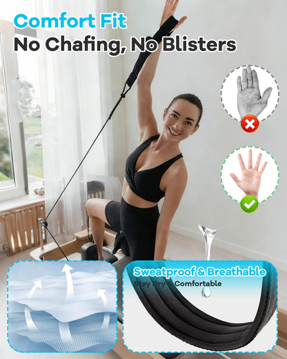 Wonderful Day 2PCS Pilates Straps for Reformer, Comfortable Enhanced Thickness, Fitness Pilates Double Loop Exercise Straps for Home Gym Workout (Black-with Strap)