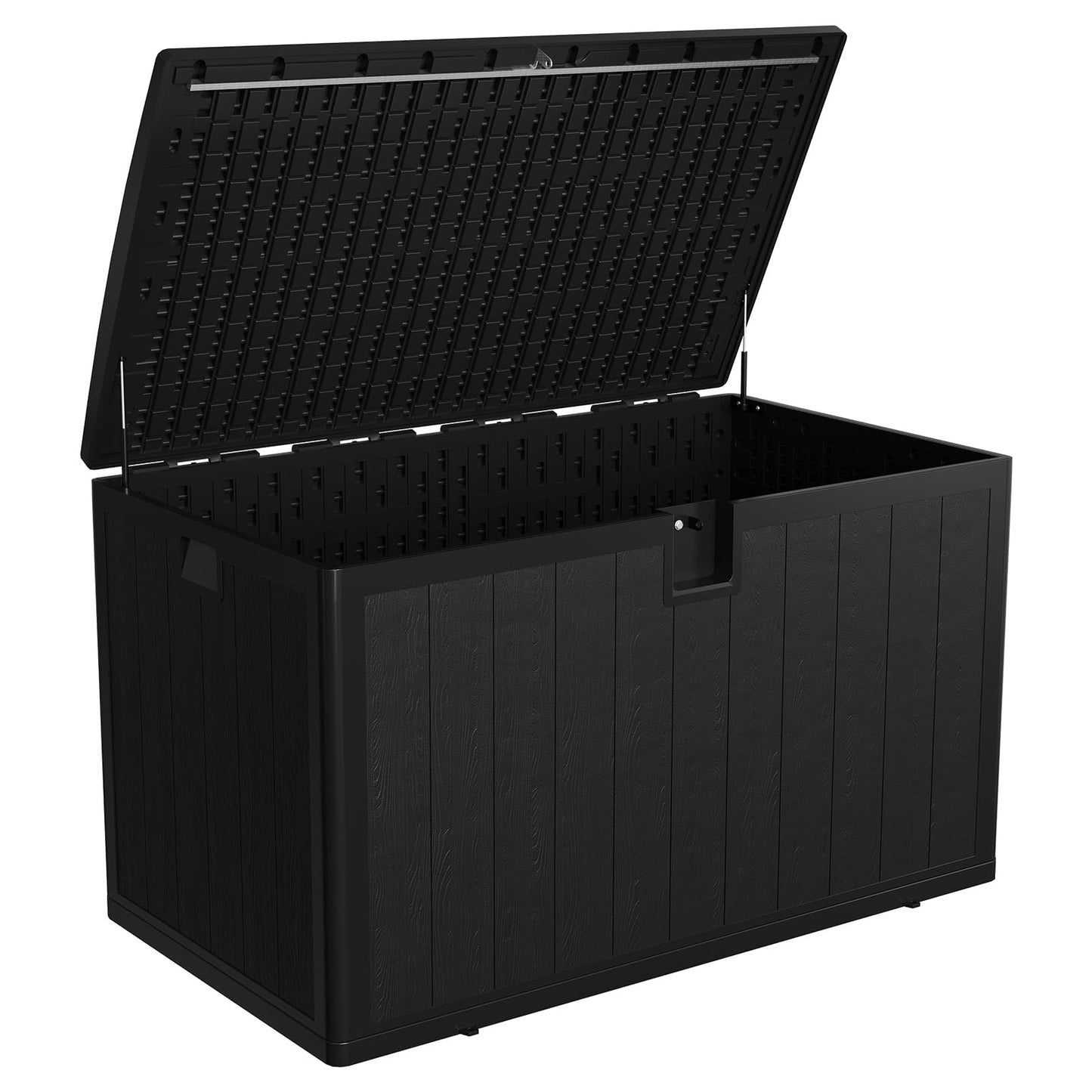 JoanKaren 130 gal Outdoor Storage Box Waterproof with Lockable Lid, All-Weather Deck Box with Side Handle, Outdoor Storage Bin for Patio Furniture, Pool Accessories, Gardening Tools, Black
