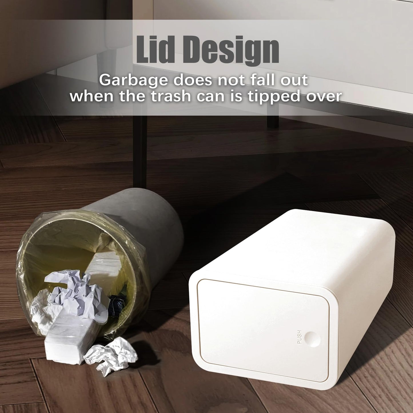 TIPGO Bathroom Trash Can with Lid, 10 Liter/ 2.6 Gallon Slim Garbage Can, Small Trash Bin Waste Basket with Pop-Up Lid for Kitchen, Bedroom, Living Room, Office (White), TSCL-10L