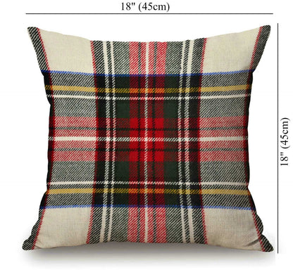 Plaid Pillow Cover 18x18 Inch, Scottish Tartan Red and White Wool Plaid Pattern Symmetric Square Print Double Sided Decorative Pillow Case Throw Pillows Cover