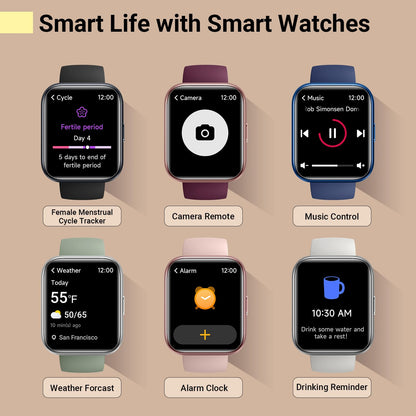 Smartwatch for Women/Men, Compatible with Android & iPhone, 1.8'' Fitness Tracker Watch with Alexa, Call & Notification Alerts, Heart Rate & Sleep Monitor, 120 Sports Modes, Waterproof Smart Watch