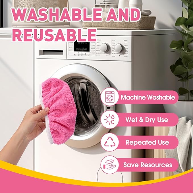 8Pcs Pink Reusable Mop Pads, Microfiber Mop Pads Compatible