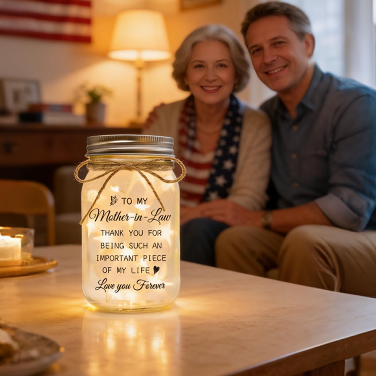 Luckyyds Mother in Law Gift, Mason Jar Night Lights - Best Mothers Day Birthday Christmas Gift for Mother in Law, Mother of The Groom Gifts