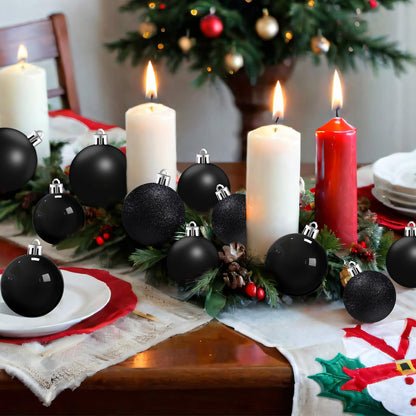 Marsui 24 Pcs Giant Christmas Balls Ornaments Extra Large Outdoor Black Christmas Ornament 8'' 6'' 3'' 2'' Large Xmas Balls Bulk Plastic Shatterproof for Xmas Tree Lawn Yard Porch (Frosted and Shiny)