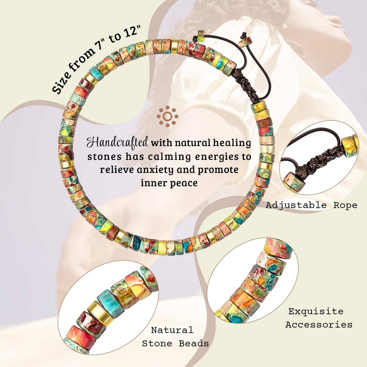 ZOKCC Inspirational Gifts Bracelets for Women: Healing Natural Stone Beads Bracelets - Appreciation Thank You Gifts for Coworkers Teacher Boss Nurse Employee Friend Farewell