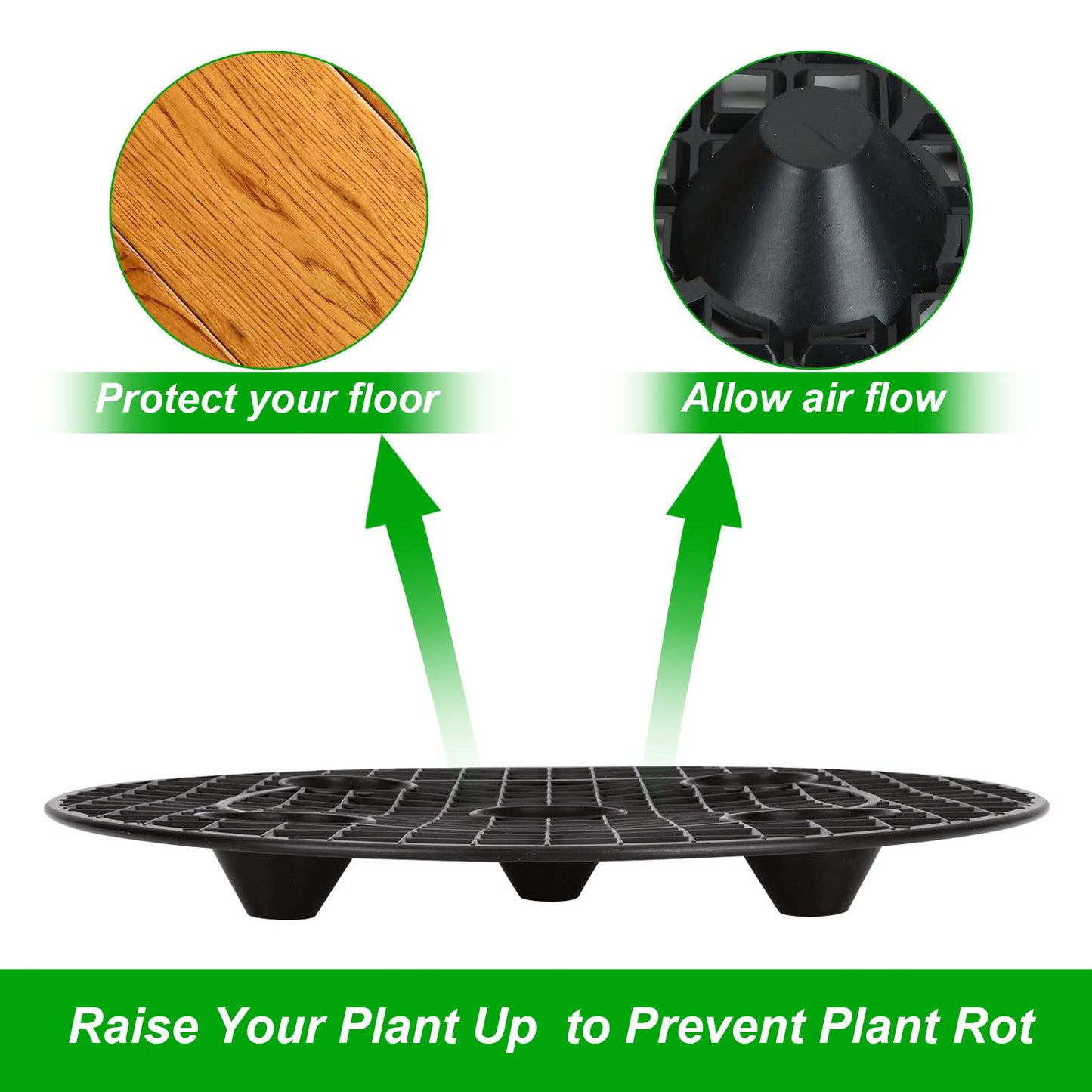 EATHEATY 12 PCS Plant Risers for Inside Pots - 12 Inch Plastic Plant Stand Pot Elevator - Plant Lifter Deck Protectors for Pots, flower, Indoor and Outdoor Use