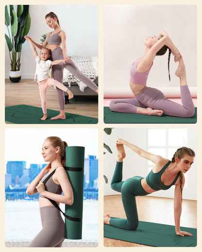 YOTTOY Yoga Mat, 72"x 32"x1/3" Extra Wide Non-Slip Exercise Fitness Yoga Mats,Eco-Friendly TPE Exercise Mats for Women Men Home Workout with Strap Bag