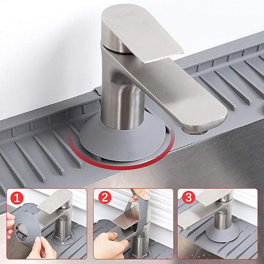 Small Sink Faucet Splash Handle Drip Guard Mat Silicone Pad Protectors Behind