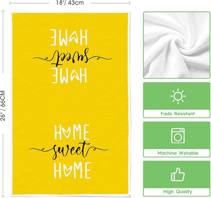 Artoid Mode Yellow Stripes Home Sweet Home Boho Summer Kitchen Towels Dish