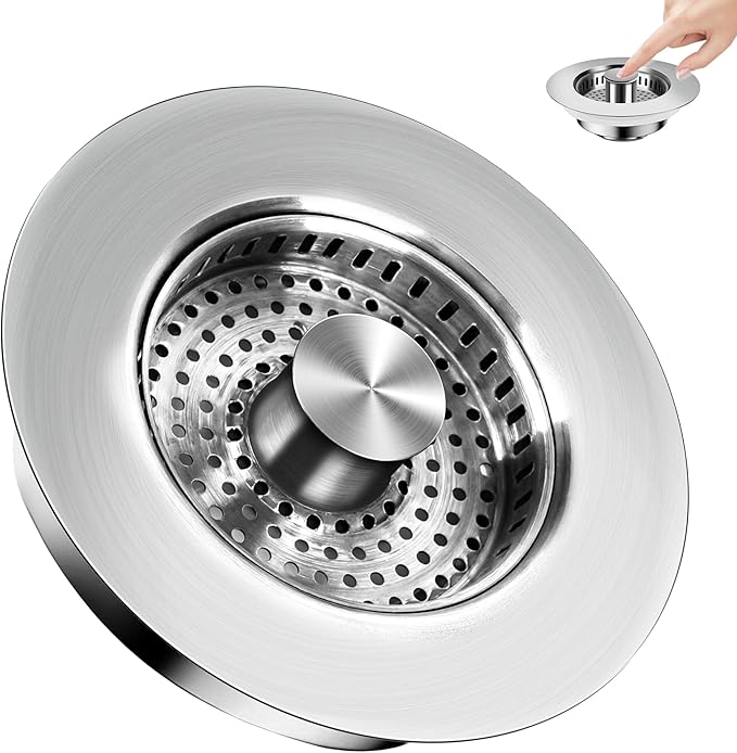 3 in 1 Kitchen Sink Drain Strainer ，304 Stainless Steel Kitchen Sink Stopper