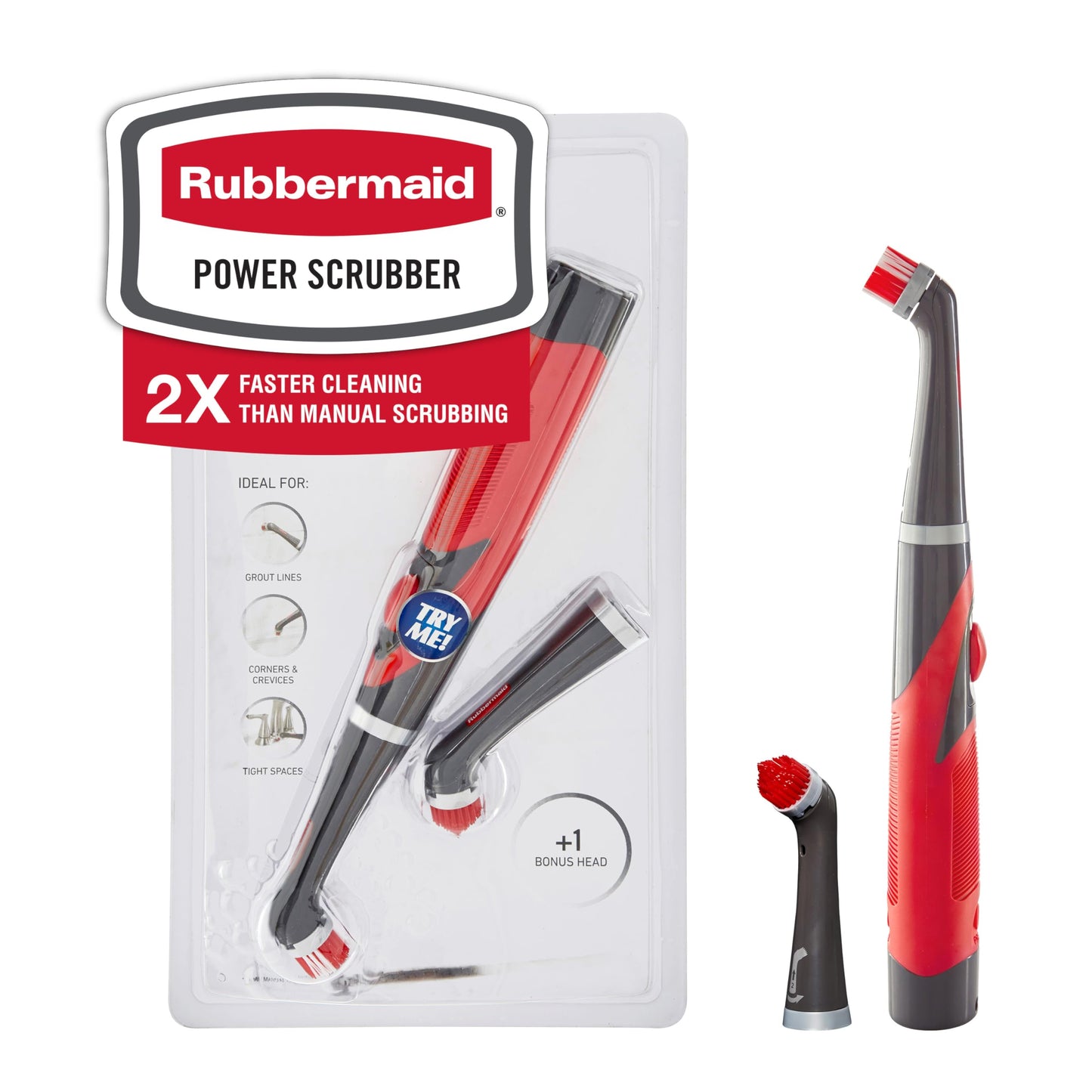 Rubbermaid Reveal Power Scrubber 18-Piece Kit, Cordless Electric Battery Powered Scrub Brush, Water Resistant, for Home/Kitchen/Bathroom/Grout/Tile/Shower/Tub