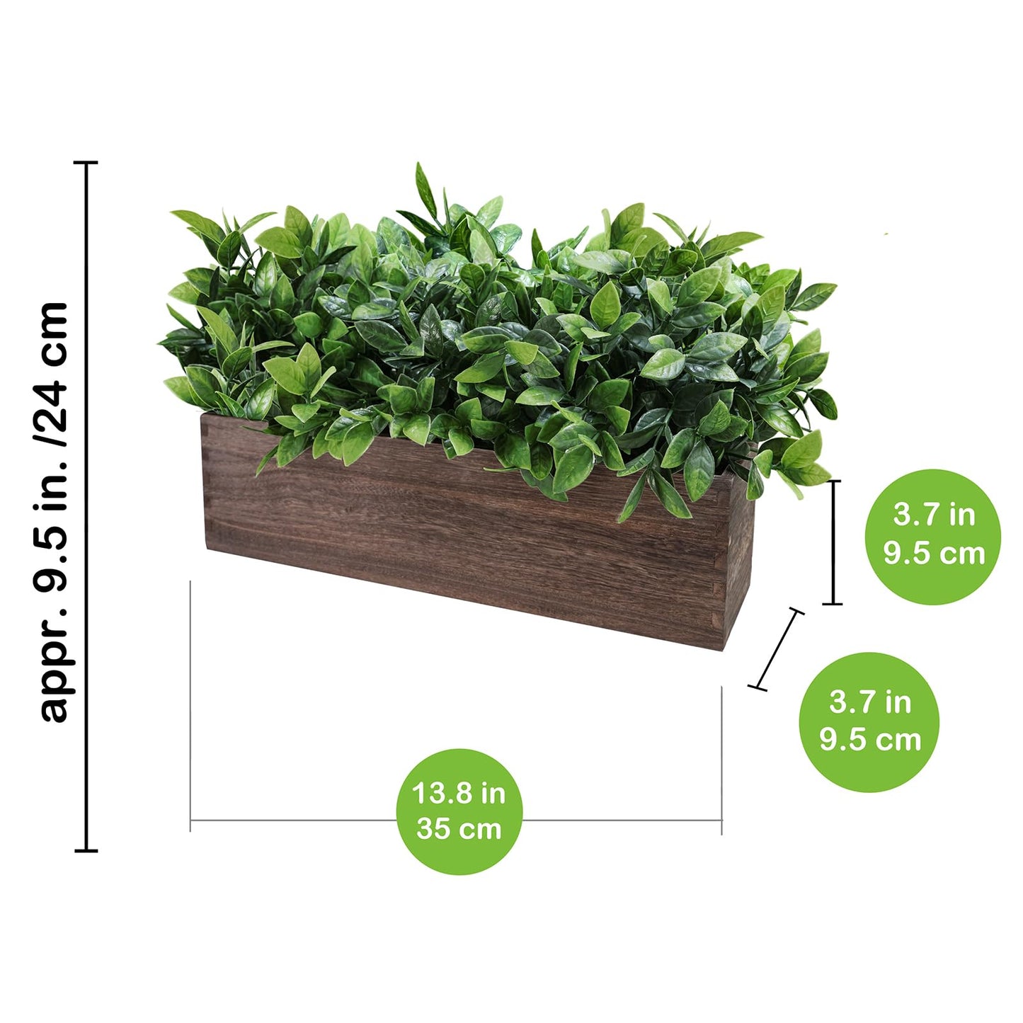 Winlyn 14" Artificial Boxwood Plants in Rectangular Wood Planter Farmhouse Greenery Arrangement Centerpiece Faux Potted Herb Plant for Wedding Dining Room Table Kitchen Windowsill Mantel Shelf Décor