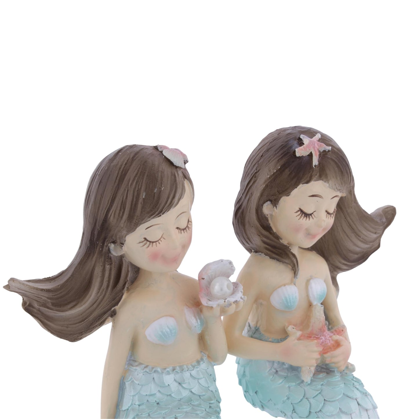 The Bridge Collection Set of 2 Mermaid Shelf Sitters – Cute Coastal Mermaid Figurines Designed for Shelf and Counter Edges – Adorable Nautical Beach House Decor
