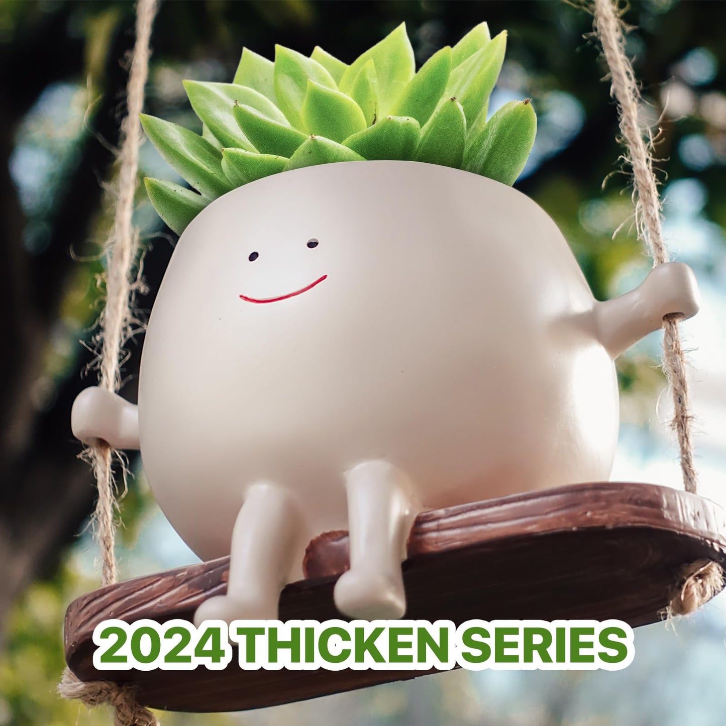 2 PCS Swinging Face Plant Pots 【2025 THICKEN VERSION】Unique Cute Hanging Succulent Cactus Flower Head Resin Planters Pots for Indoor & Outdoor, Creative Novelty Decorative Planter Gift for Home Garden