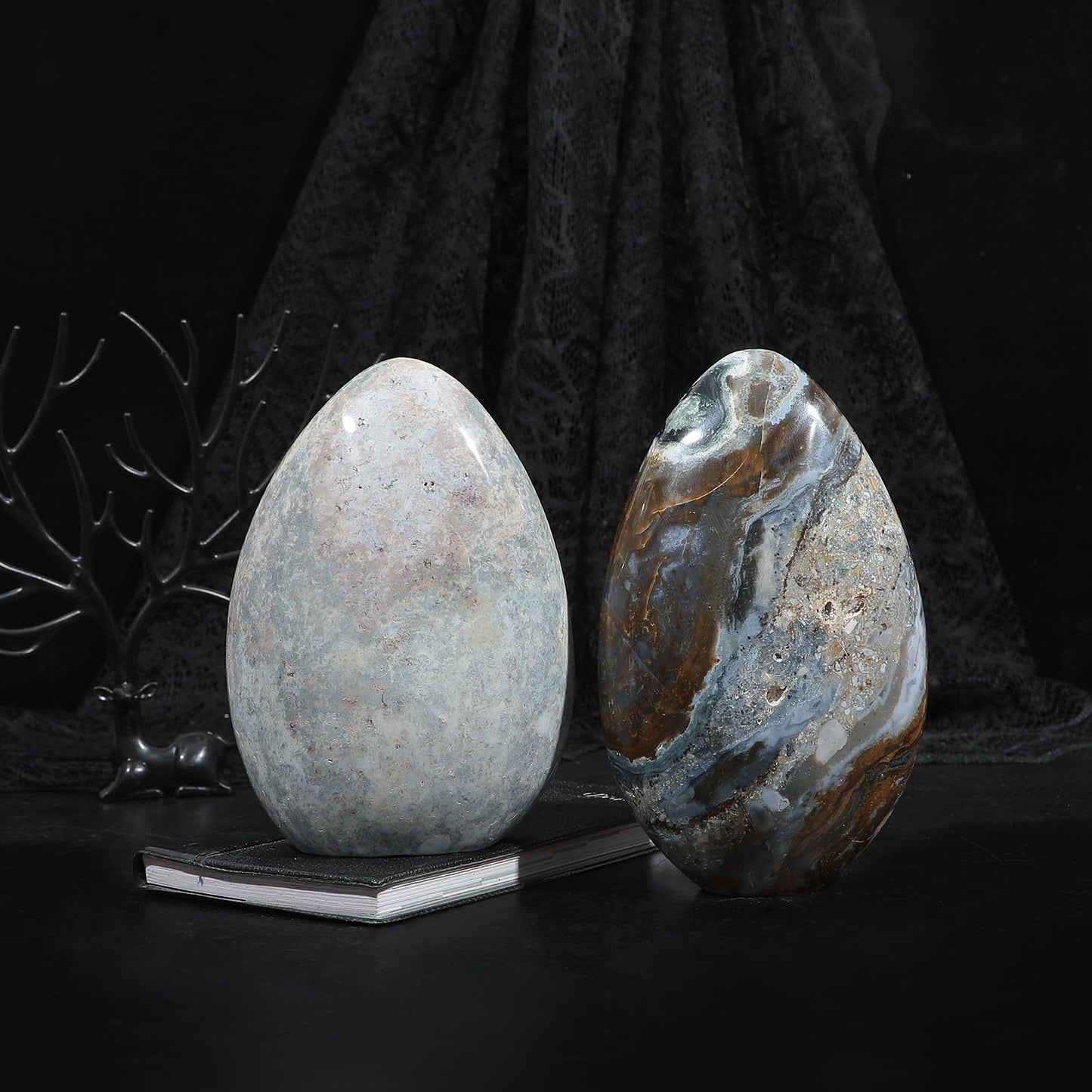 Nupuyai 1366g-1590g Natural Ocean Jasper Stone for Home Decor, Irregular Self-Standing Stone Specimen Polished Statue for Prayer, Meditaion
