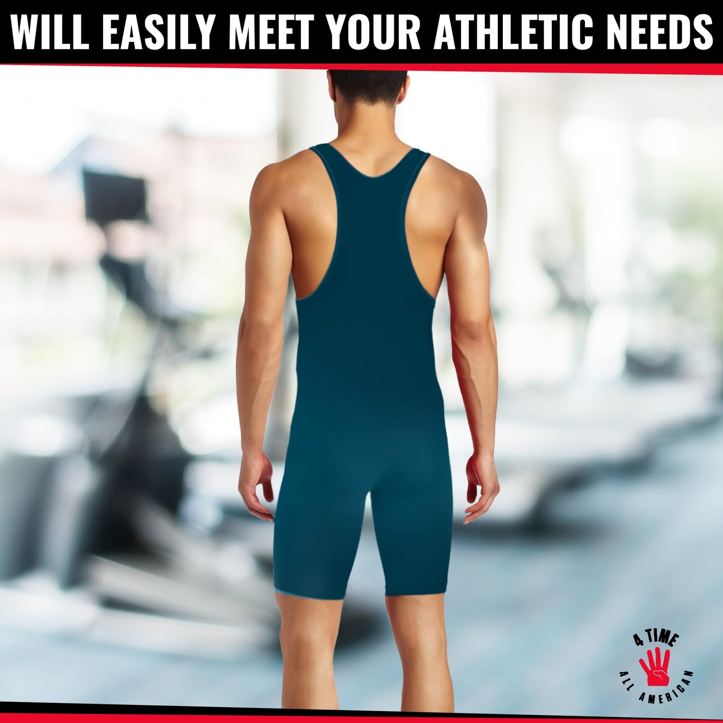 4 Time All American Wrestling Singlet: Black, Navy Blue, Red, Teal sizes 4XS-5XL (XXS/YL 51-70 lbs., TEAL)