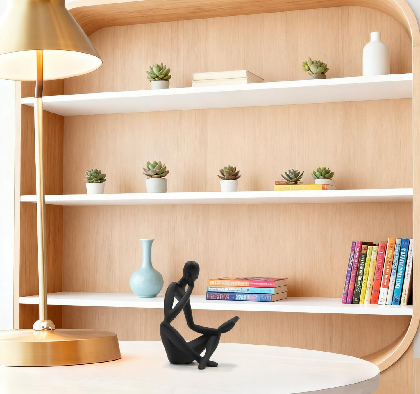 ZMLOOK "Reading Woman Thinker Sculpture is a Modern Abstract Decorative piece, a Favorite Among Book Lovers and Thinkers, Suitable for Placement in Living Rooms, Offices, and bedrooms. (Black B)