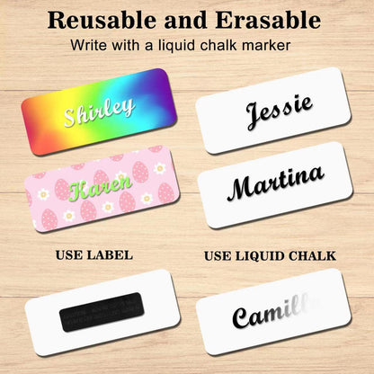 Magnetic Name Tags, 50-Pack Engravable Name Badge with Magnetic Backing, Reusable Name Tags(1" X 3")