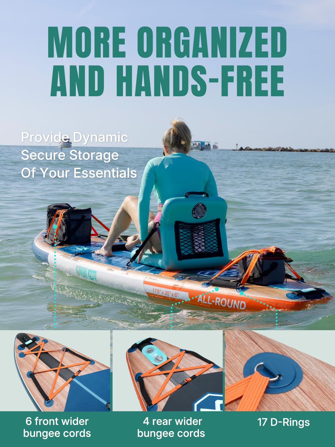 Niphean PRO (Extra Large) Inflatable Paddle Board with Seat, 11'6"/12'6" Stand Up Paddle Board with Pressure Gauge, StabilTrac Fin, Upgraded All-Round/Touring SUP for Adult Adventures, 2+1 Person