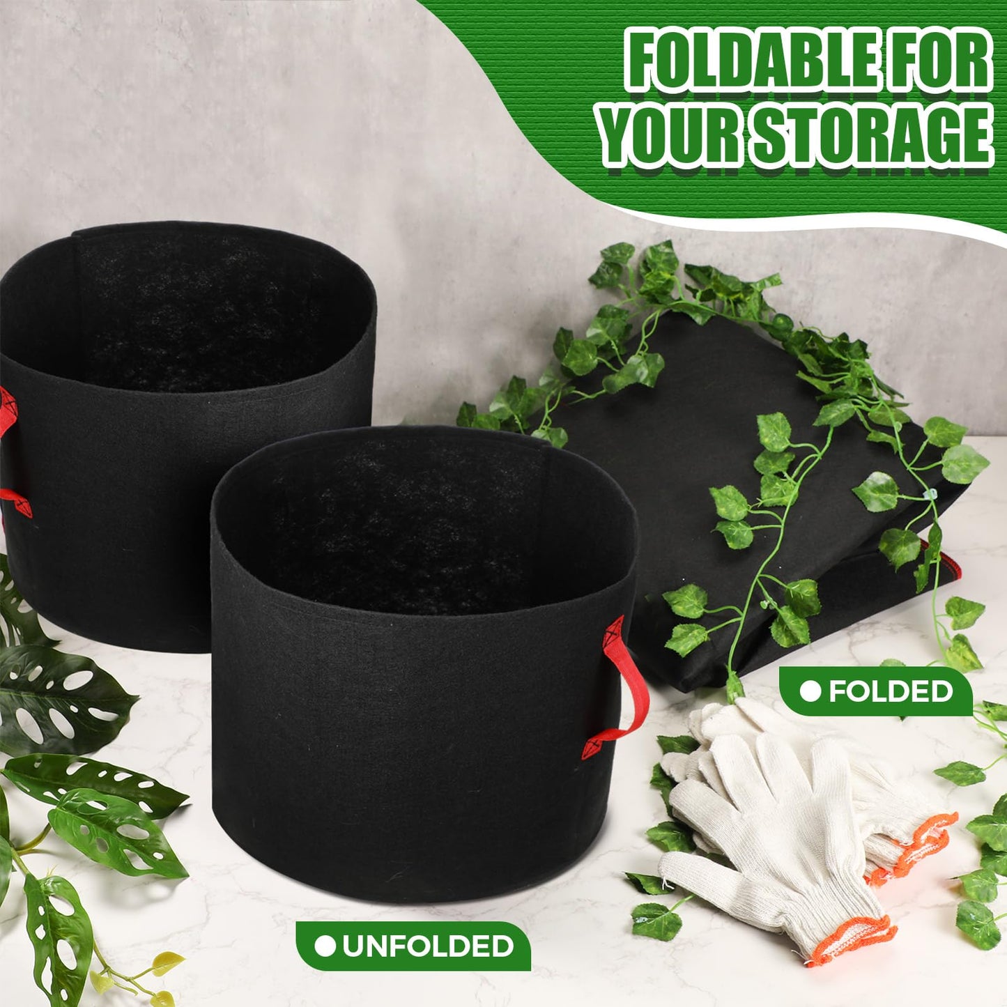 Nuenen 8 Pack 100 Gallon Plant Grow Bags Bulk Breathable Nonwoven Fabric Pot with Handles Heavy Duty Nursery Vegetable Pots with Gloves for Garden Vegetables Potato Plants Flower Growing Planting