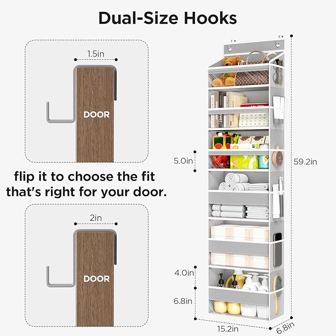 Over The Door Organizer, 6 Shelf Door Hanging Organizers